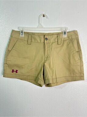 Under Armour Women’s Sz 6 Khaki Shorts Chino Casual Golf Stretch Tan Logo